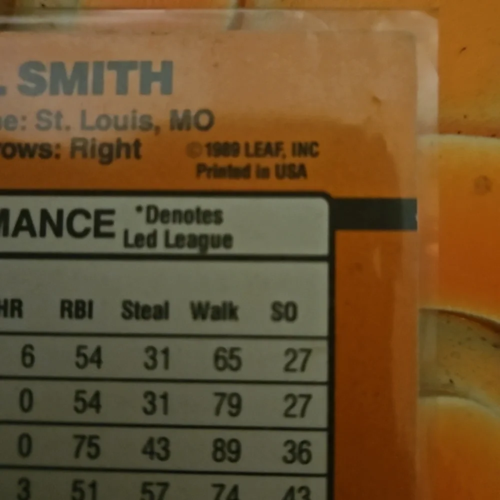 Donruss Ozzie Smith Saint Louis Cardinals 1990 card #201 Rare ERROR